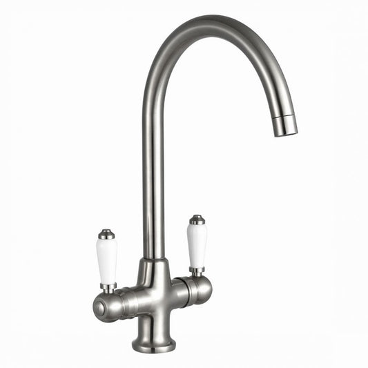 TRADITIONAL MONO SINK MIXER BRUSHED STEEL