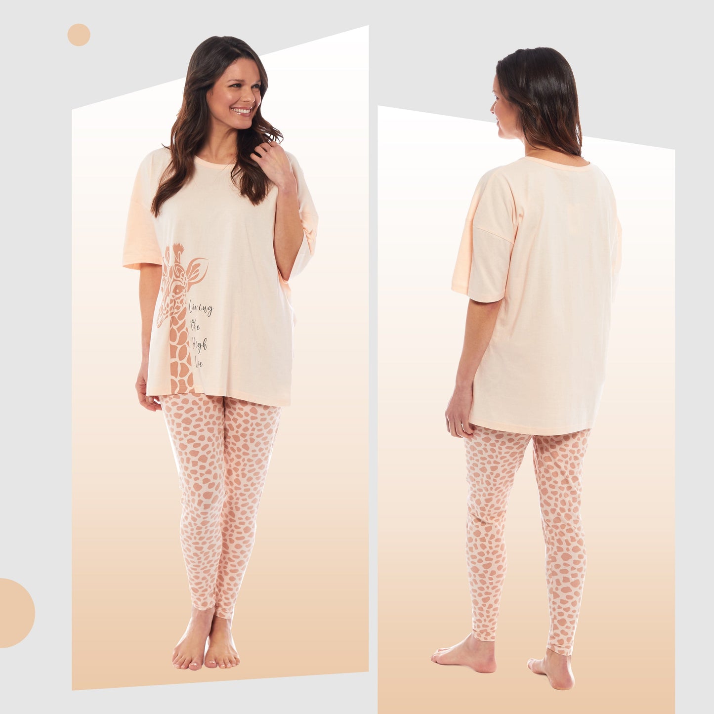 Ladies Oversized Cotton T-Shirt and Leggings PJ Set Animal Prints Loungewear Sleepwear Comfortable Stylish Pyjama for Cozy Nights by Daisy Dreamer