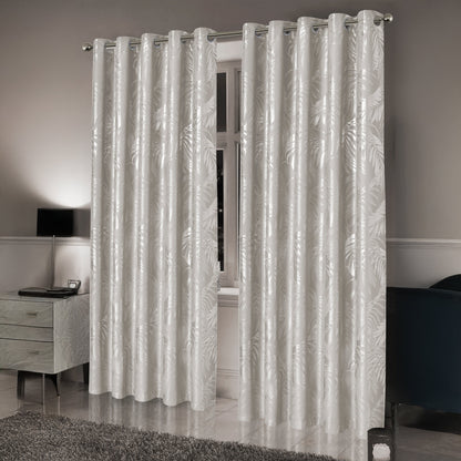 Leaf Natural Sparkle Blackout Curtains Super Soft Thermal Insulated Eyelet Drapes for Living Room & Bedroom 2 Panels by OLIVIA ROCCO