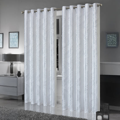 Leaf White Sparkle Blackout Curtains Super Soft Thermal Insulated Eyelet Drapes for Living Room & Bedroom 2 Panels by OLIVIA ROCCO