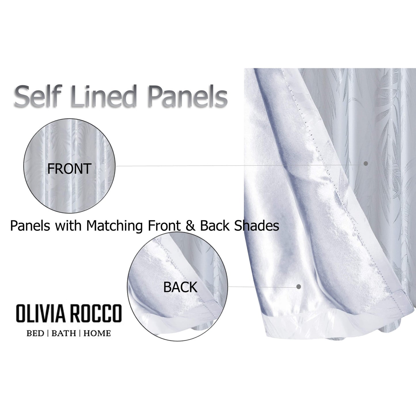 Leaf White Sparkle Blackout Curtains Super Soft Thermal Insulated Eyelet Drapes for Living Room & Bedroom 2 Panels by OLIVIA ROCCO