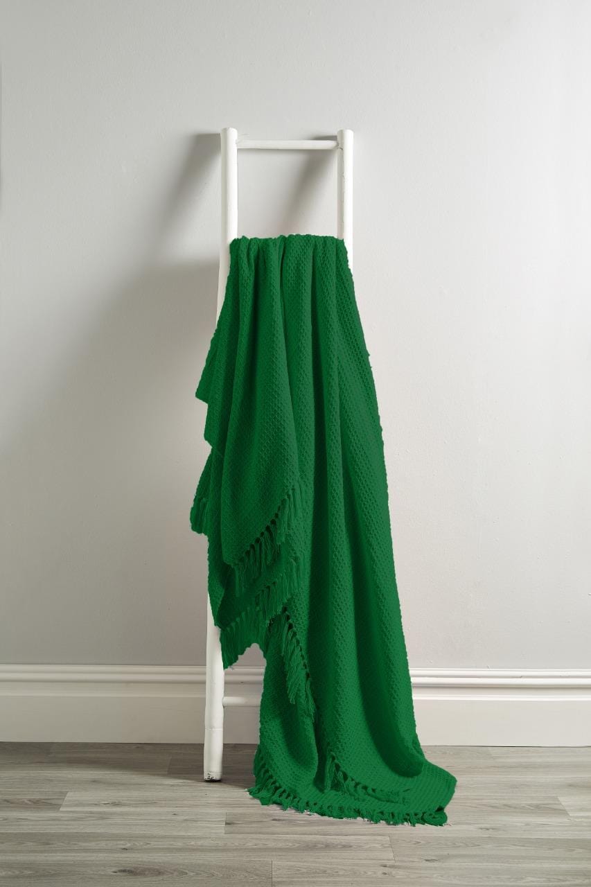 Lisbon Pure Indian Cotton Handwoven Honeycomb Throw Blanket Luxurious Soft Lightweight Easycare Cover for Sofa Bed or Living Room Available in 10 Colours and Sizes by OLIVIA ROCCO