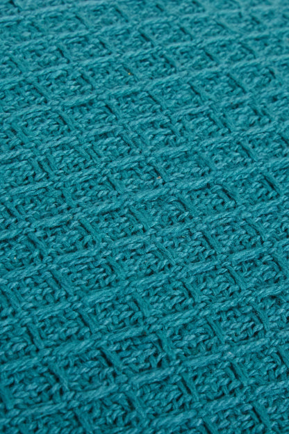 Lisbon Pure Indian Cotton Handwoven Honeycomb Vibrant Cushion Covers for Indoor Outdoor Use in Grey Ochre Navy Teal Silver Pink 17x17 and 24x24 Inches by OLIVIA ROCCO