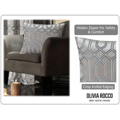 Luxe Geo Velvet Cushion Covers 2 Pack Champagne Geometric Decorative Cushions for Sofa Bed & Living Room by OLIVIA ROCCO