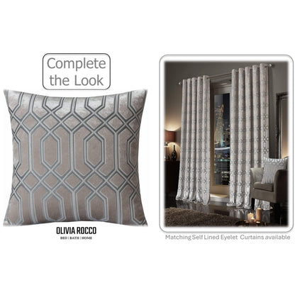 Luxe Geo Velvet Cushion Covers 2 Pack Champagne Geometric Decorative Cushions for Sofa Bed & Living Room by OLIVIA ROCCO