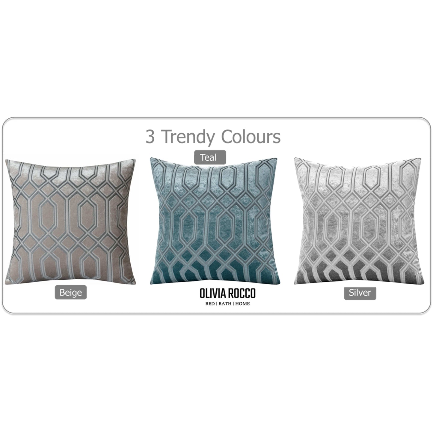 Luxe Geo Velvet Cushion Covers 2 Pack Teal Geometric Decorative Cushions for Sofa Bed & Living Room by OLIVIA ROCCO