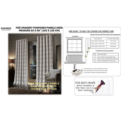 Luxe Geo Velvet Eyelet Curtains Champagne Thermal Insulated Soundproof Light Blocking Drapes for Bedroom & Lounge by OLIVIA ROCCO