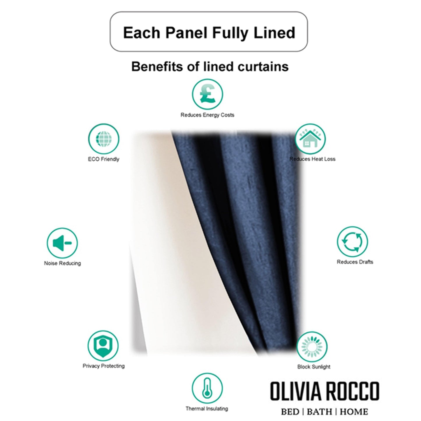 Luxe Geo Velvet Eyelet Curtains Teal Thermal Insulated Soundproof Light Blocking Drapes for Bedroom & Lounge by OLIVIA ROCCO