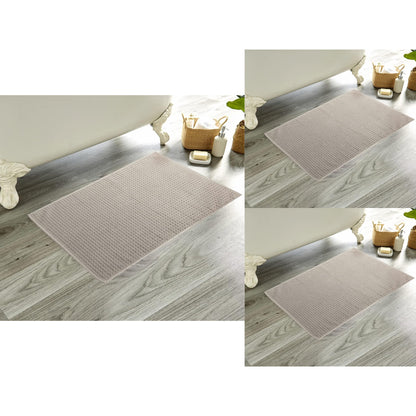 Pack of 3 Luxe Ultra-Soft Deep Cotton Pile Bathmats Handcrafted Eco-Friendly Absorbent Quick-Drying Premium Cotton Rug for Bathroom Decor by OLIVIA ROCCO