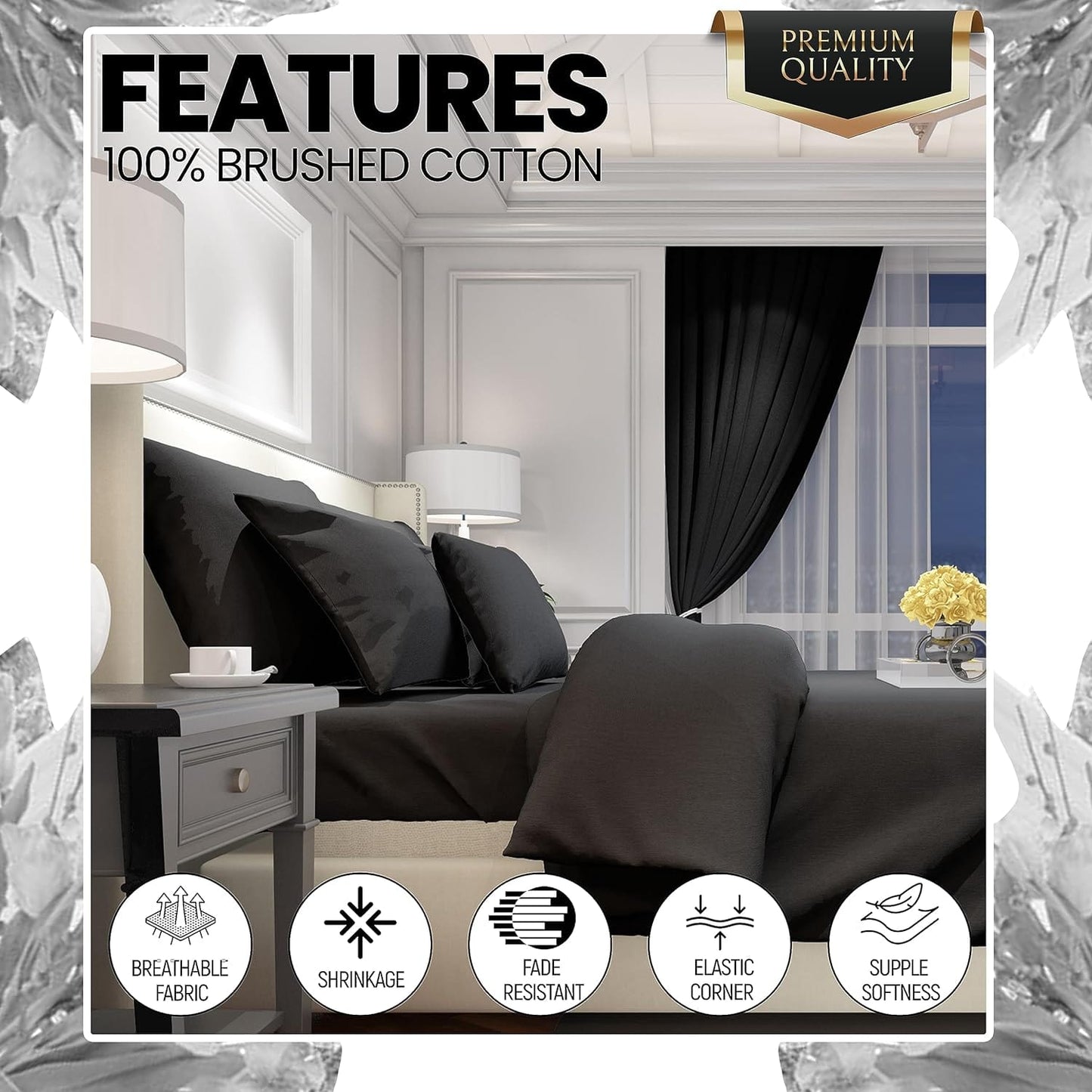 Luxurious Brushed Cotton Easycare Flannelette Fitted Sheets Super Soft Elastic-Fitted Design for Warm Comfortable Sleep Multiple Sizes by OLIVIA ROCCO