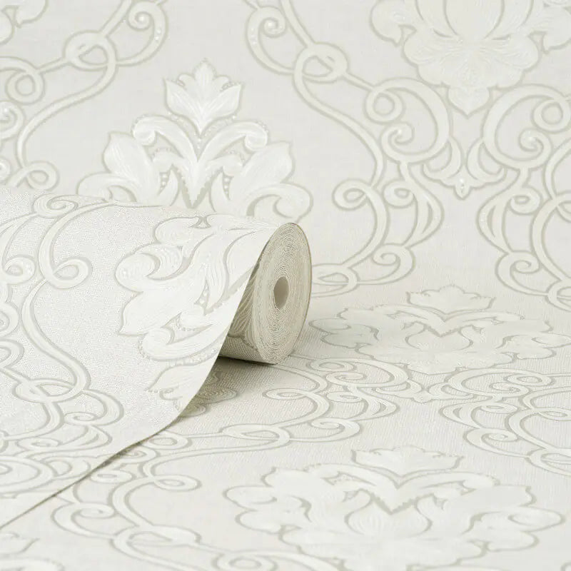 Fine Decor Vymura Florentine Damask White Wallpaper (M95657)