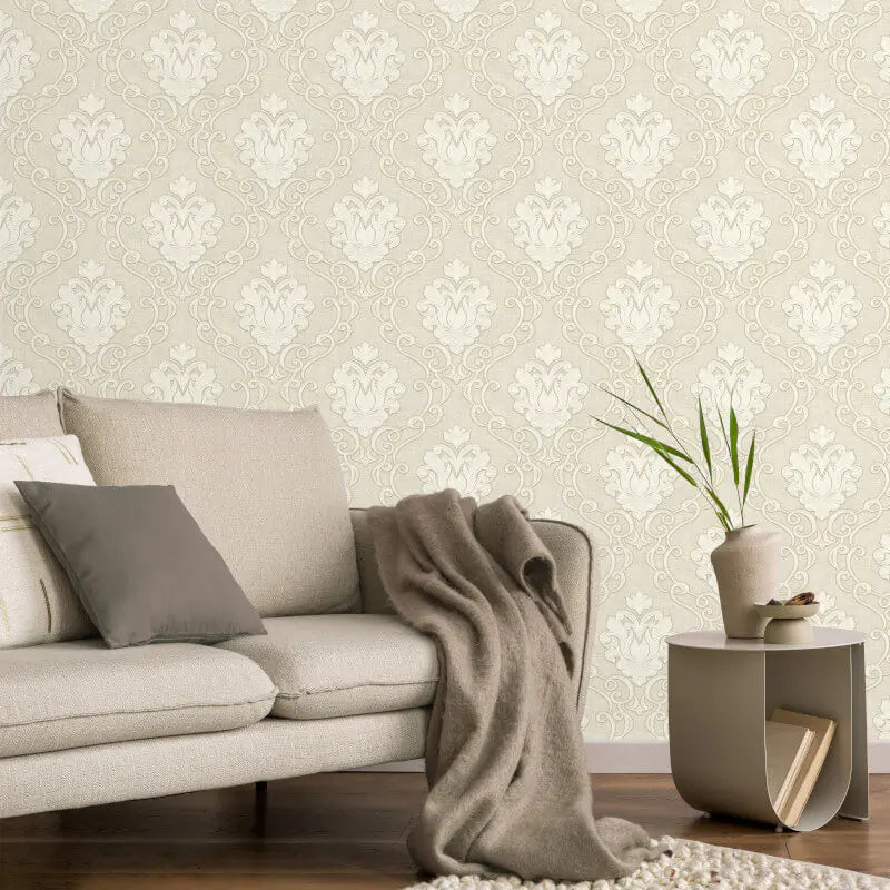 Fine Decor Vymura Florentine Damask Stone Wallpaper (M95658)