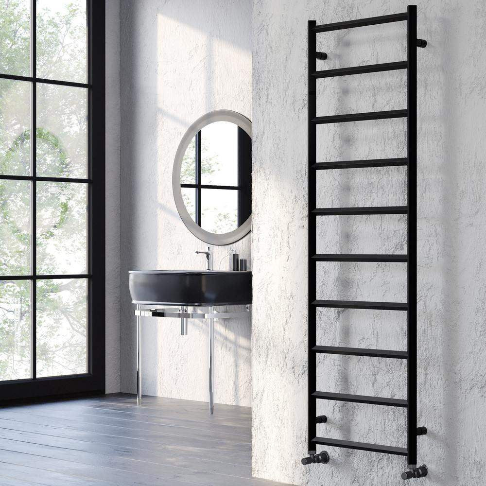 Alberta 1600 x 500mm Black Aluminium Heated Towel Rail