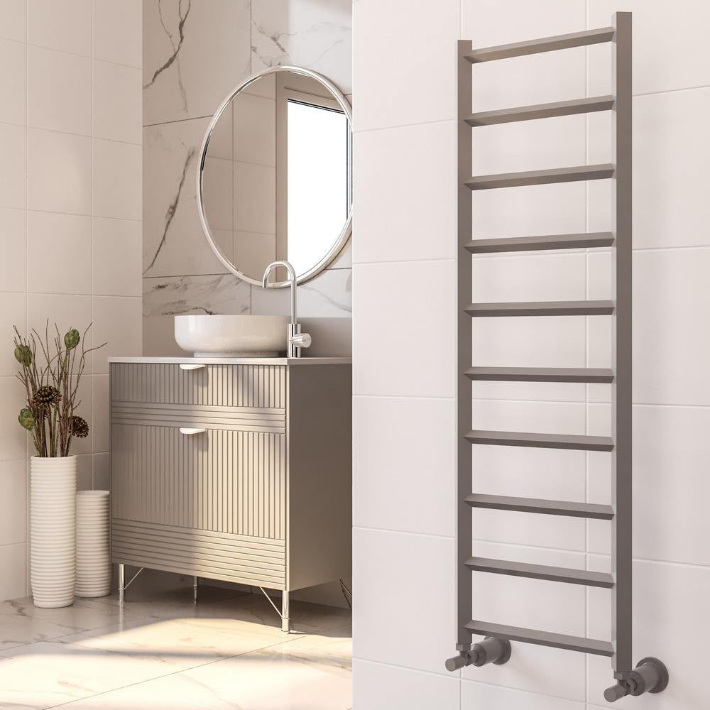 Alberta 1600 x 500mm Grey Aluminium Heated Towel Rail