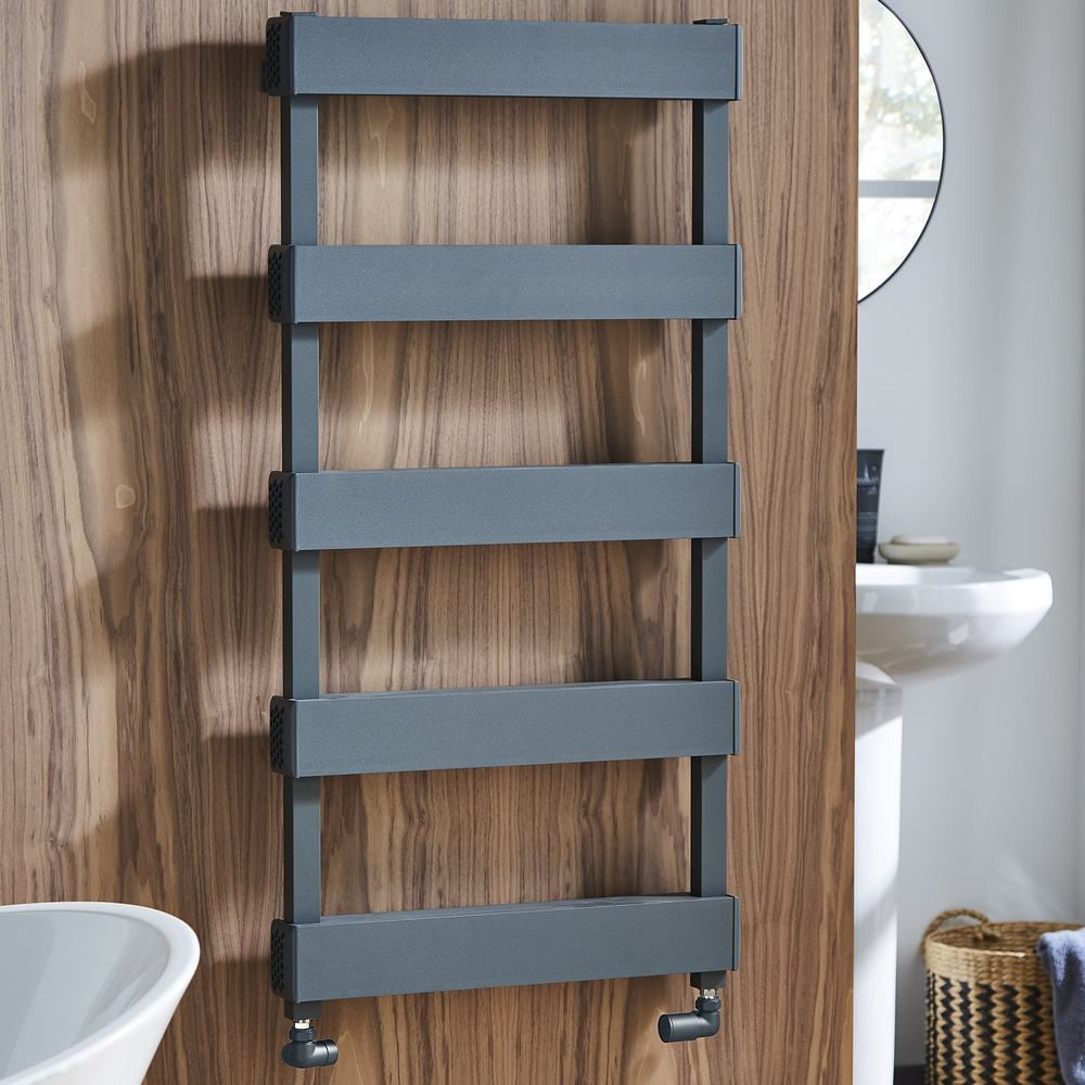 Banff 1200 x 500mm Grey Aluminium Heated Towel Rail