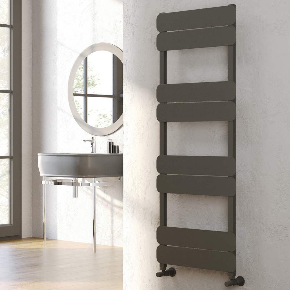 Canmore 608 x 500mm Grey Aluminium Heated Towel Rail