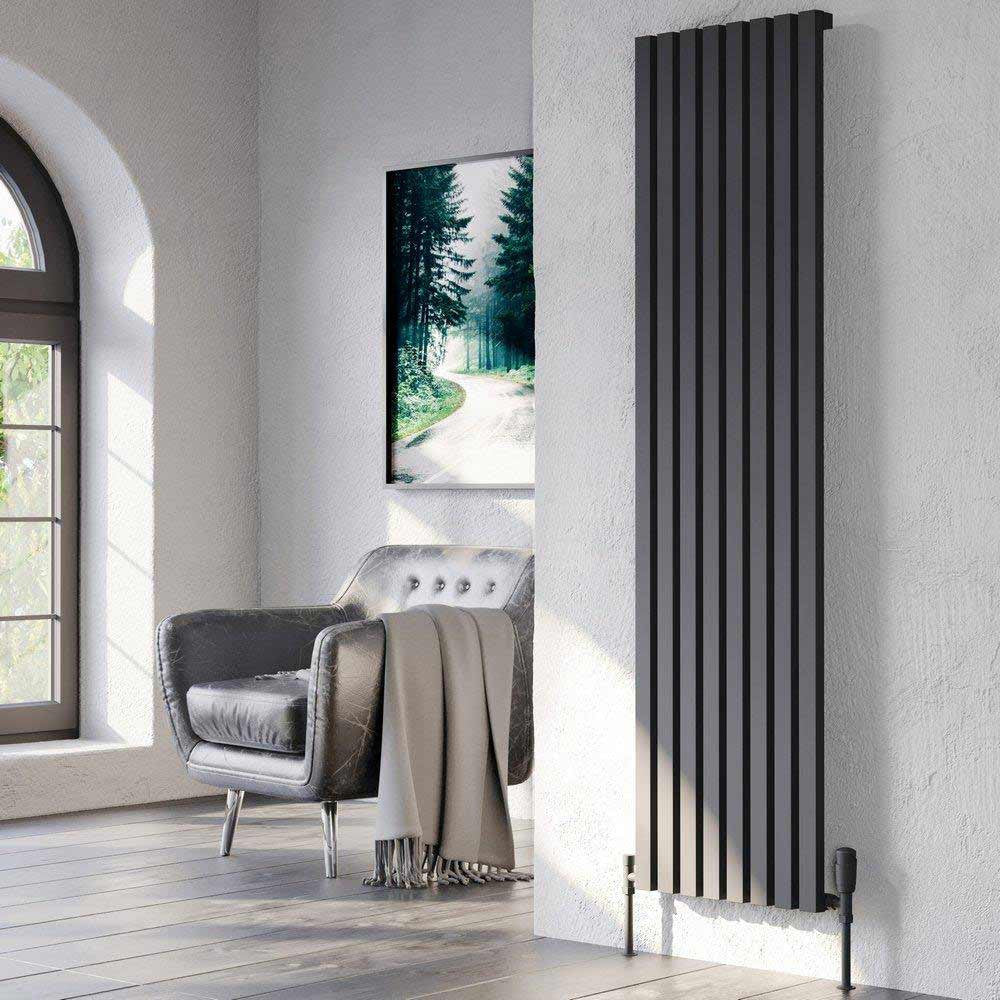 Hamilton 1775 x 286mm Black Vertical Double Panel Radiator