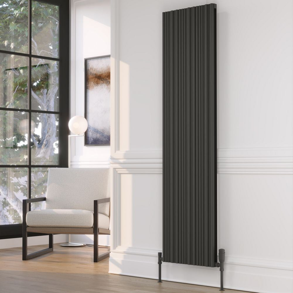 Quebec 1775 x 239mm Black Vertical Double Panel Radiator