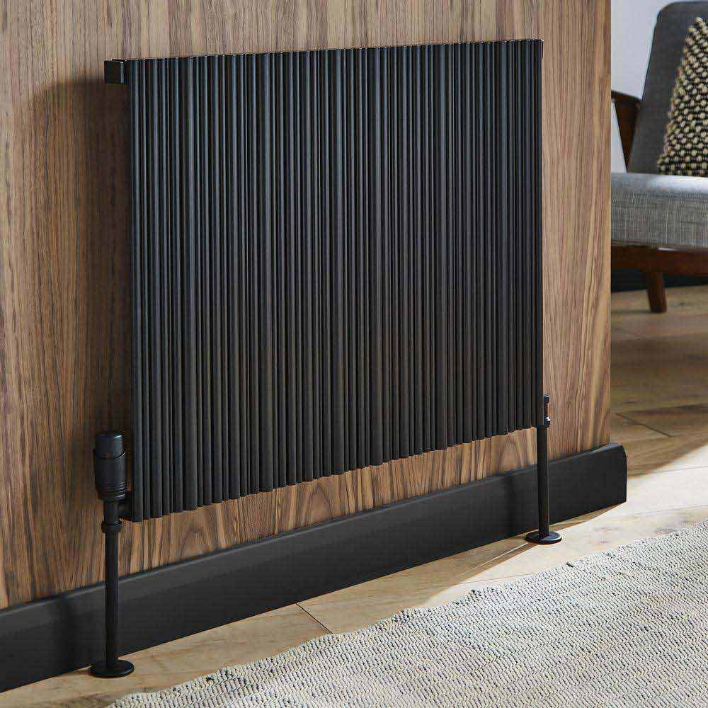 Quebec 575 x 479mm Black Horizontal Double Panel Radiator