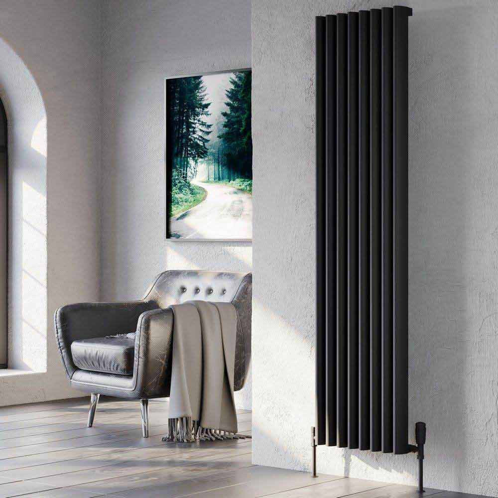 Toronto 1775 x 490mm Black Vertical Aluminium Radiator