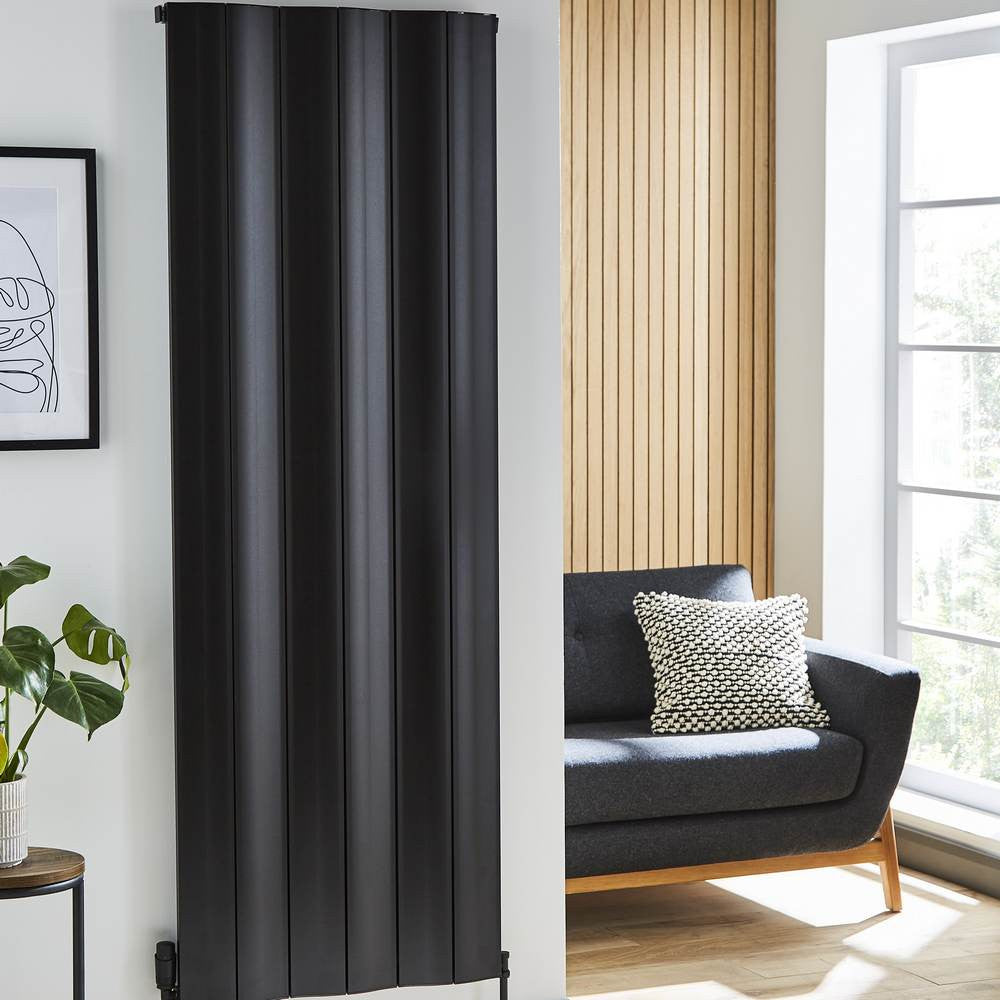 Vancouver 1775 x 620mm Black Vertical Single Panel Radiator