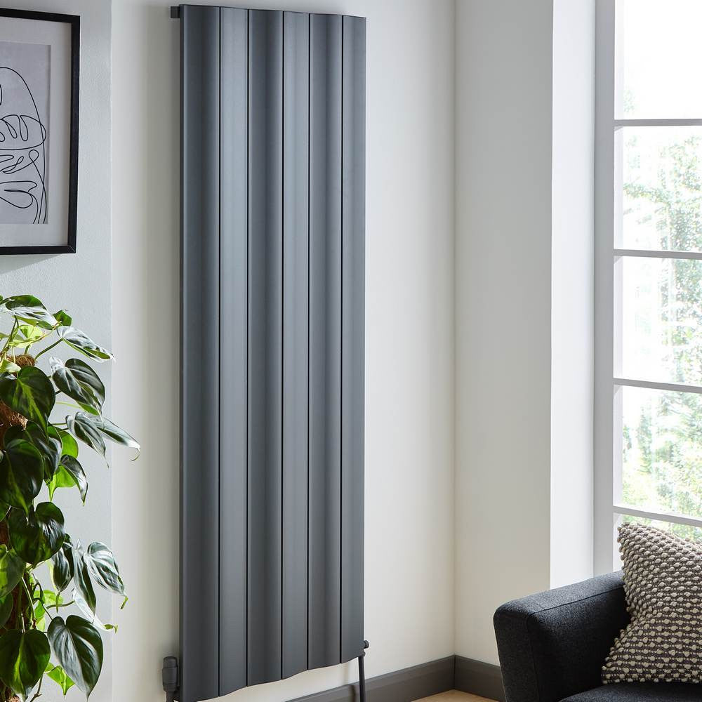 Vancouver 1775 x 412mm Grey Vertical Double Panel Radiator