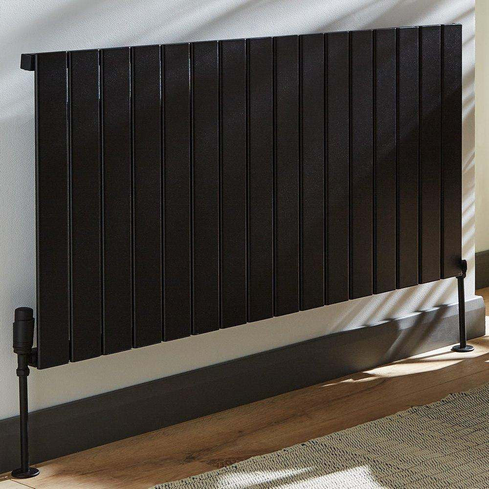 Victoria 575 x 1402mm Black Double Panel Horizontal Radiator