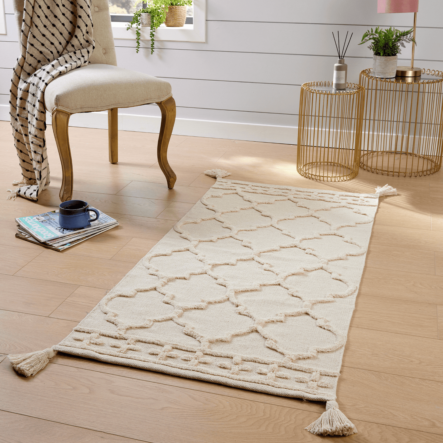 Marrakesh Hand Woven Cotton Rug Eco-Friendly Durable Carpet for Living Room Bedroom Kitchen and Entryway Luxury Tufted Home Decor in Multiple Sizes by OLIVIA ROCCO