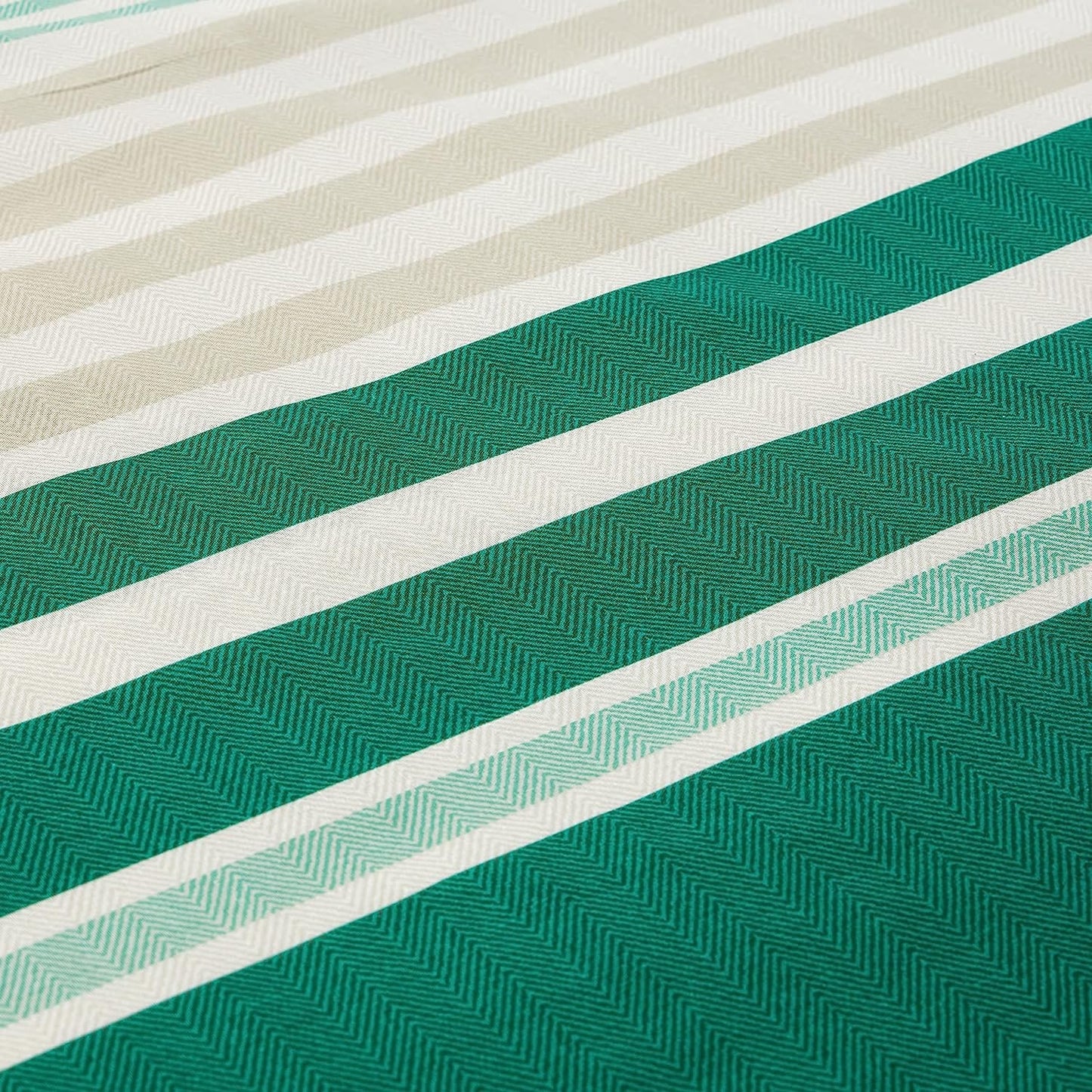 Miami Stripes Reversible Duvet Cover Set Hypoallergenic High-Quality Cotton Blend Bedding Available in Grey Natural Green Multiple Sizes by OLIVIA ROCCO