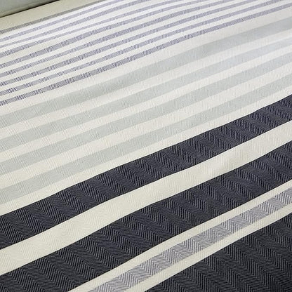 Miami Stripes Reversible Duvet Cover Set Hypoallergenic High-Quality Cotton Blend Bedding Available in Grey Natural Green Multiple Sizes by OLIVIA ROCCO