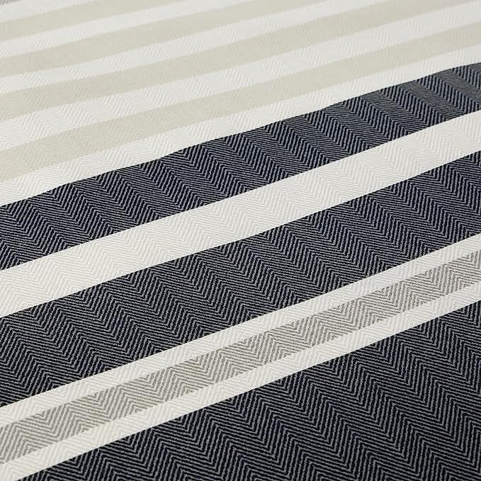 Miami Stripes Reversible Duvet Cover Set Hypoallergenic High-Quality Cotton Blend Bedding Available in Grey Natural Green Multiple Sizes by OLIVIA ROCCO