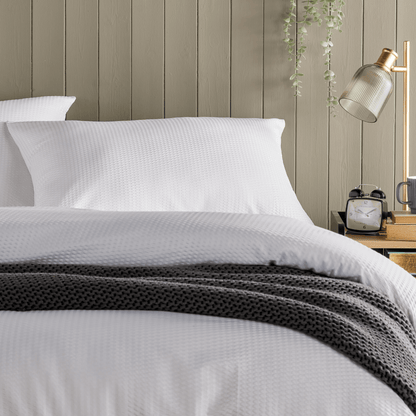 Monaco Seersucker Duvet Cover Set Super Soft Durable Bedding with Pillowcases Grey and White Single Double King by OLIVIA ROCCO