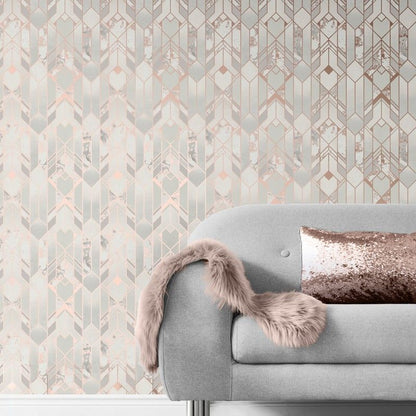 Muriva Elixir Geo Rose Gold Wallpaper (167502)