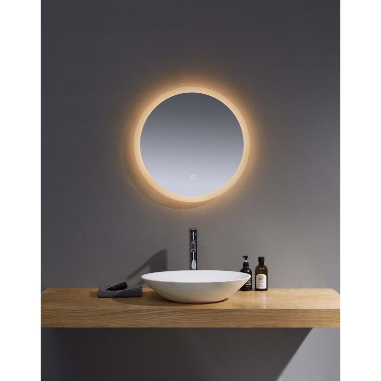Oaksey 600mm Round Mirror - Frosted Edge