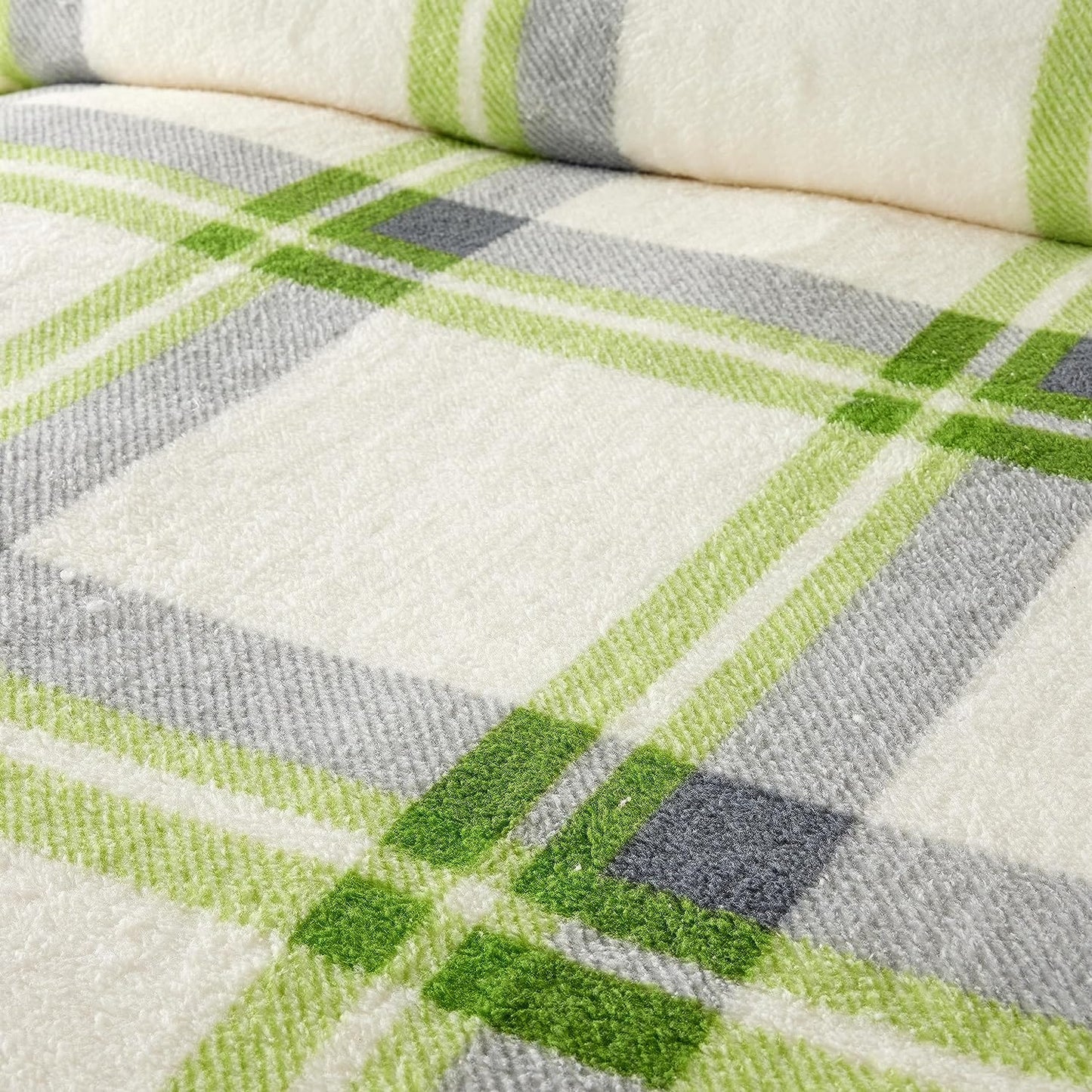 Orkney Check Fleece Duvet Set Grey Green Super Soft Luxurious Bedding Single Double King with Pillowcases Perfect for Winter Nights by OLIVIA ROCCO