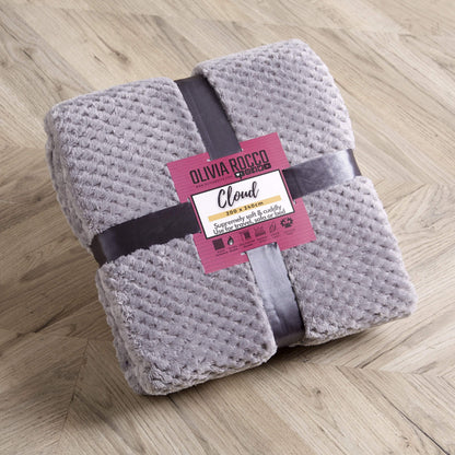 Oversized Chunky Soft Fleece Blanket Cloud Throw Faux Fur Polyester Blend Warm Stylish Home Decor Double King Beds Sofas by OLIVIA ROCCO