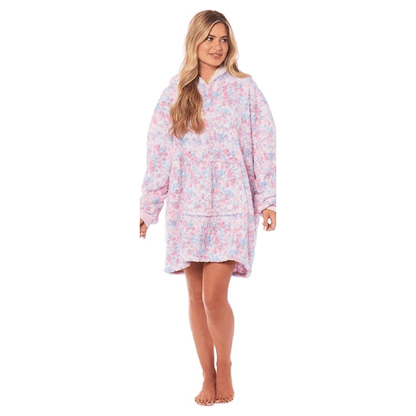 Oversized Rainbow Hooded Plush Fleece Blanket with Reversible Sherpa Ultra Soft Giant Hoodie with Front Pocket for Adults and Kids by Daisy Dreamer