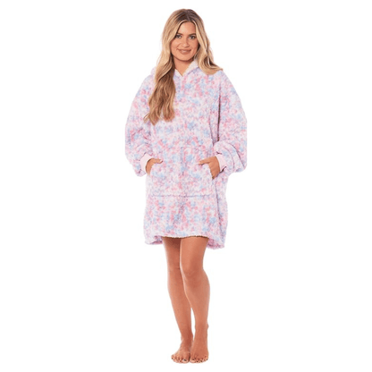 Oversized Rainbow Hooded Plush Fleece Blanket with Reversible Sherpa Ultra Soft Giant Hoodie with Front Pocket for Adults and Kids by Daisy Dreamer