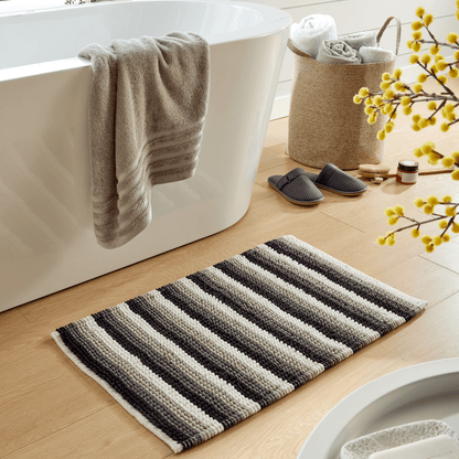 Padstow Super Soft Absorbent Stripe Bathmat 50 x 80 cm Quick-Drying Anti-Slip Durable Bathroom Accessory by OLIVIA ROCCO