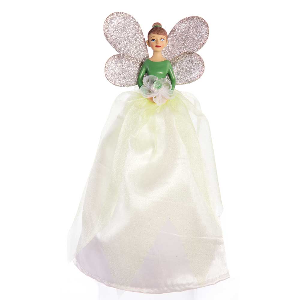 PALE WHITE FAIRY ANGEL TREE TOPPER - 25CM