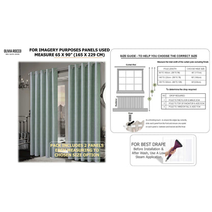 Paris Eyelet Jacquard Curtains Sage Green Geometric Pattern Thermal Insulated Light Blocking for Bedroom Lounge by OLIVIA ROCCO