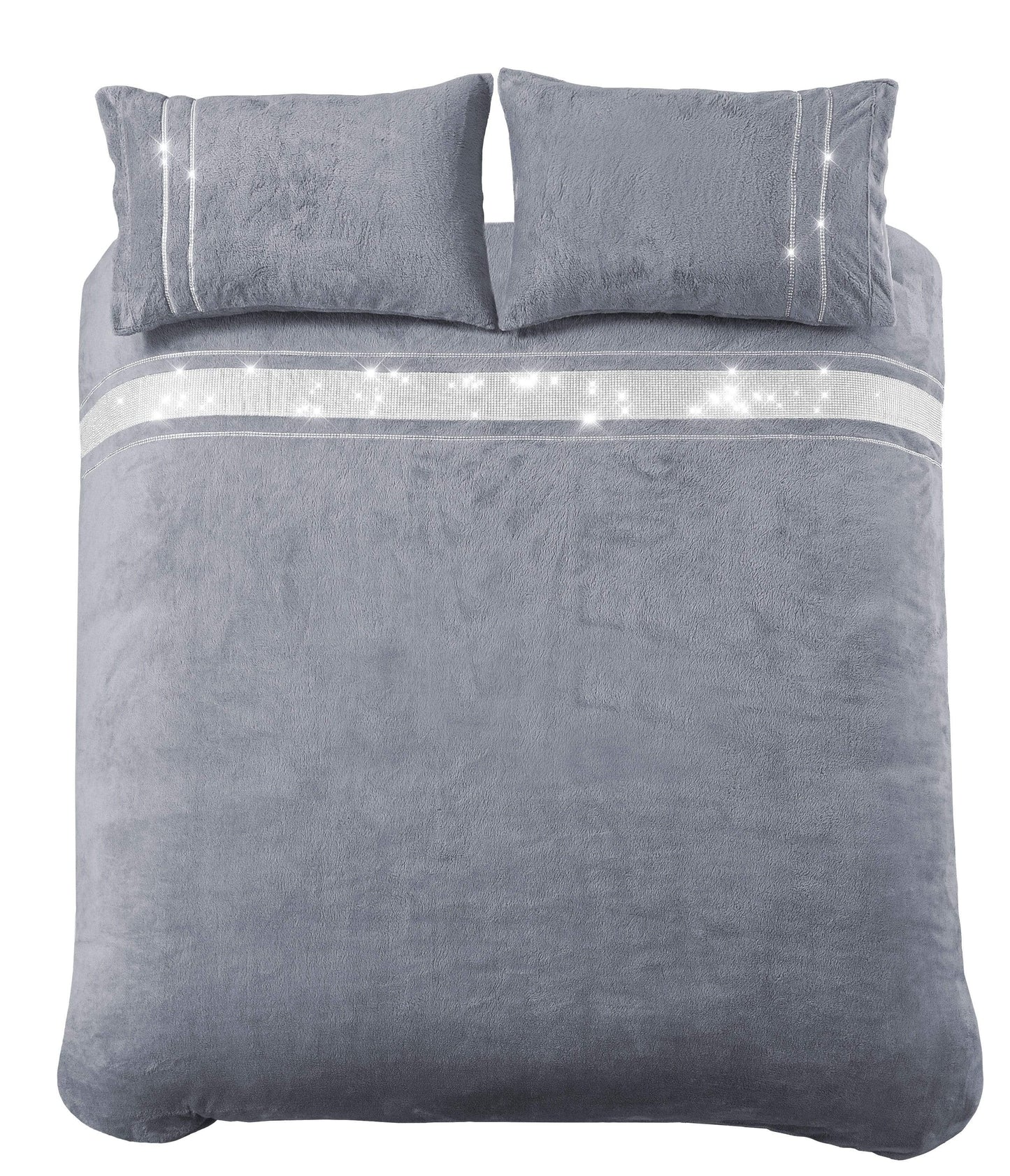 Paris Glitz Teddy Fleece Duvet Set Luxurious Handwoven Diamante Detailing Super Soft Faux Fur OEKO-TEX Certified Multiple Sizes Available by OLIVIA ROCCO