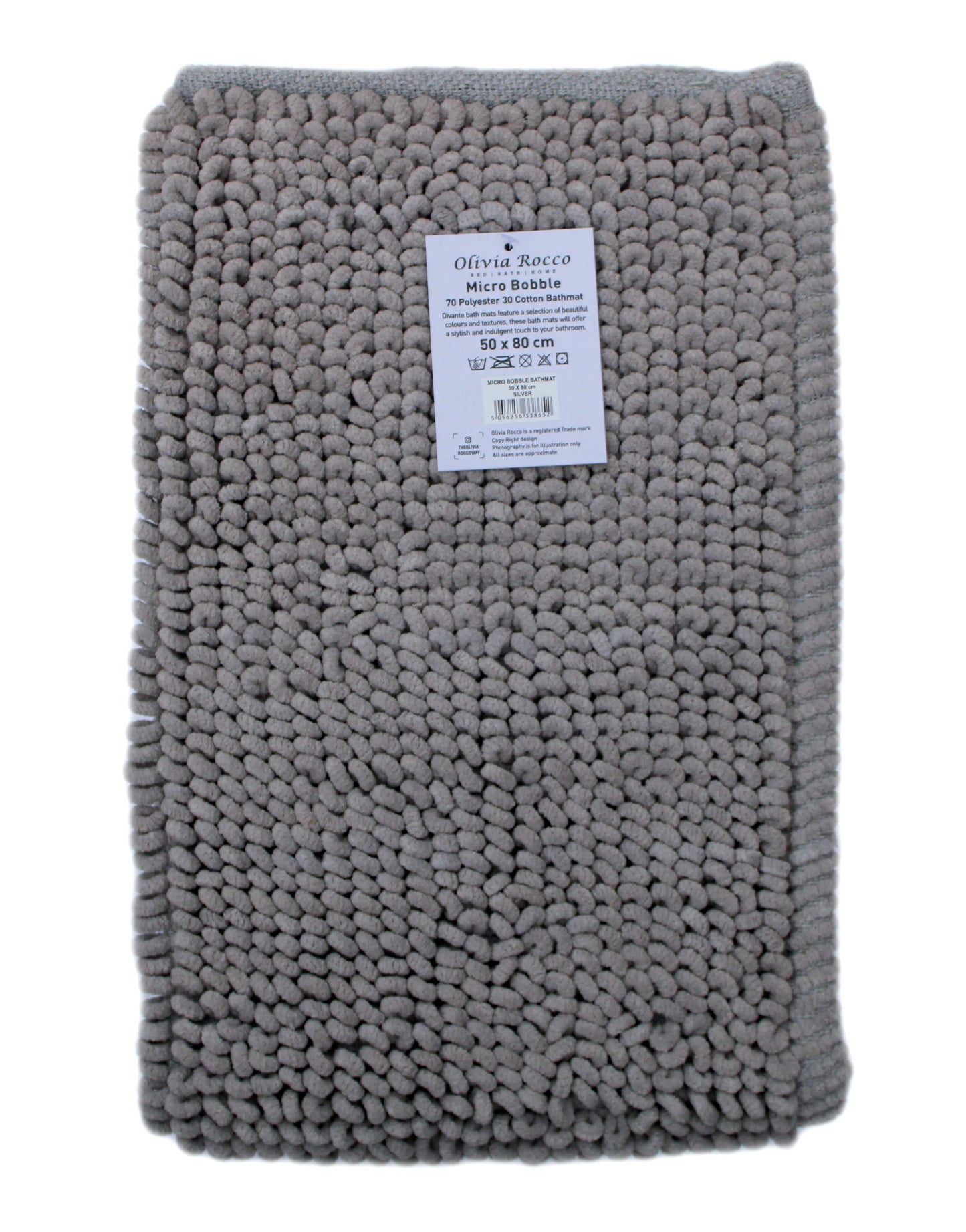 Pebbles Micro Bobble Eco-Friendly Pure Indian Cotton Hand-Woven Bath Mat with Knitted Design for Comfort and Durability by OLIVIA ROCCO