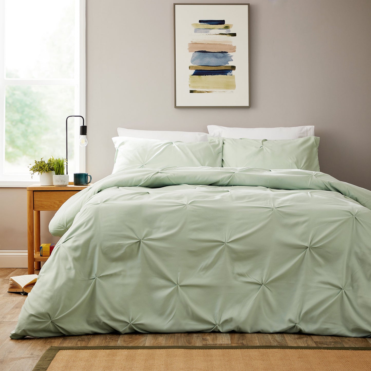 OLIVIA ROCCO Textured Pintuck Ruffles Pleated Microfibre Duvet Cover Sets with Pillowcases Soft Breathable Easy Care Bedding Set Quilt Covers