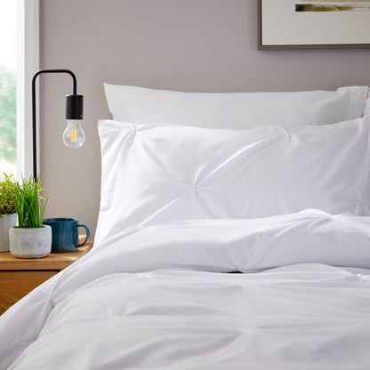 Pintuck White Microfibre Duvet Cover Set with Pillowcases Soft Breathable Easy Care Bedding Set Quilt Cover by OLIVIA ROCCO