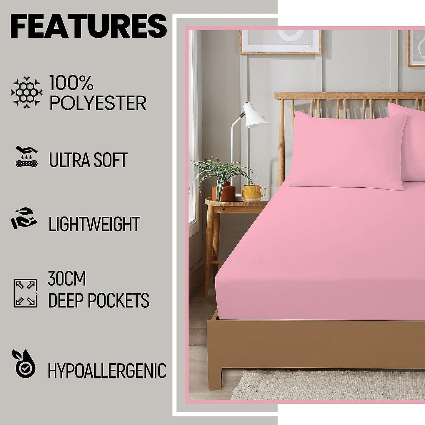 Plain Dye Luxurious Super Soft Fitted Sheets Easy Care Bed Linen Sets Multiple Colours Single Double King 3/4 Sizes by OLIVIA ROCCO