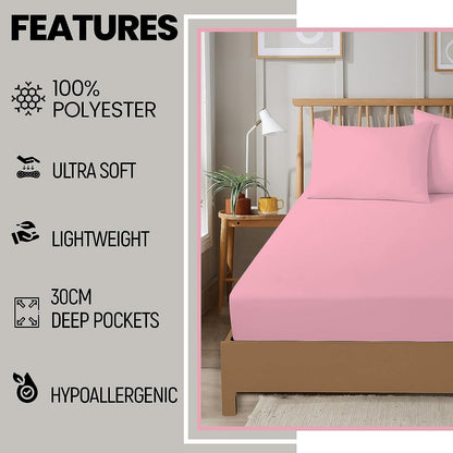 Plain Dye Luxurious Super Soft Fitted Sheets Easy Care Bed Linen Sets Multiple Colours Single Double King 3/4 Sizes by OLIVIA ROCCO