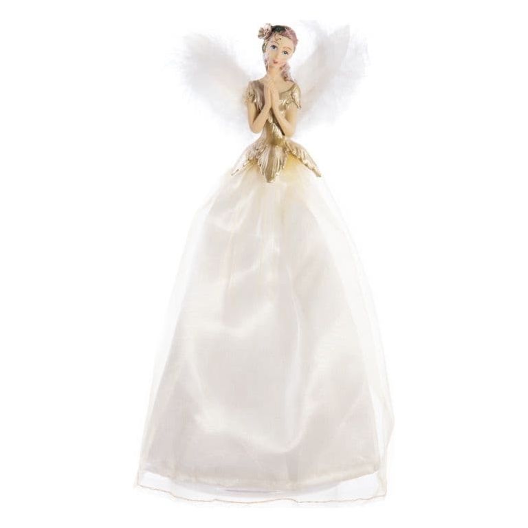 SHEER WHITE FAIRY ANGEL TREE TOPPER - 25CM