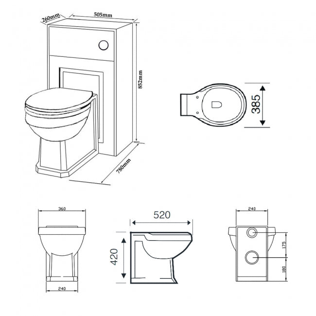 Meuble WC Astley 500 mm Gris Mat