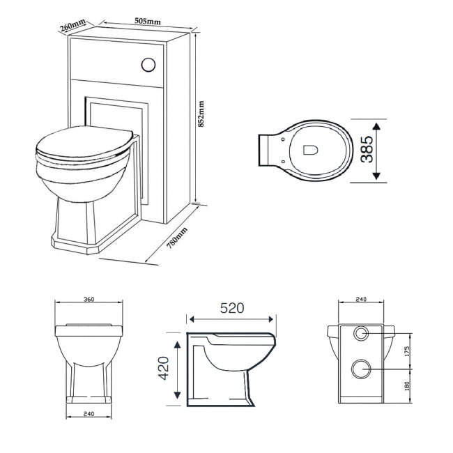 Astley 500mm WC Unit Matt Grey